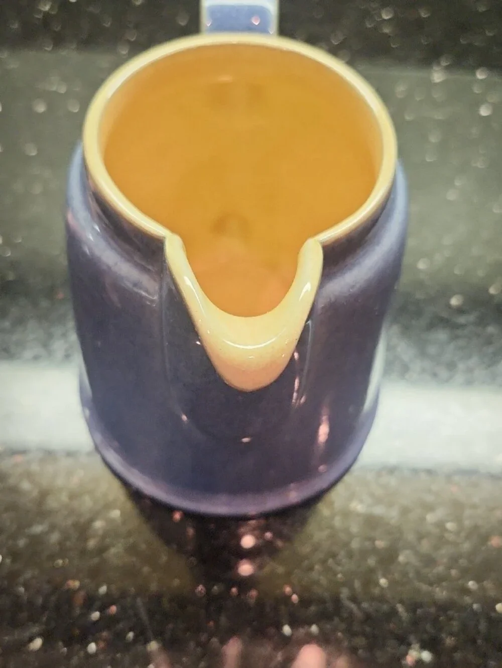 Denby Blue Creamer with Yellow Interior